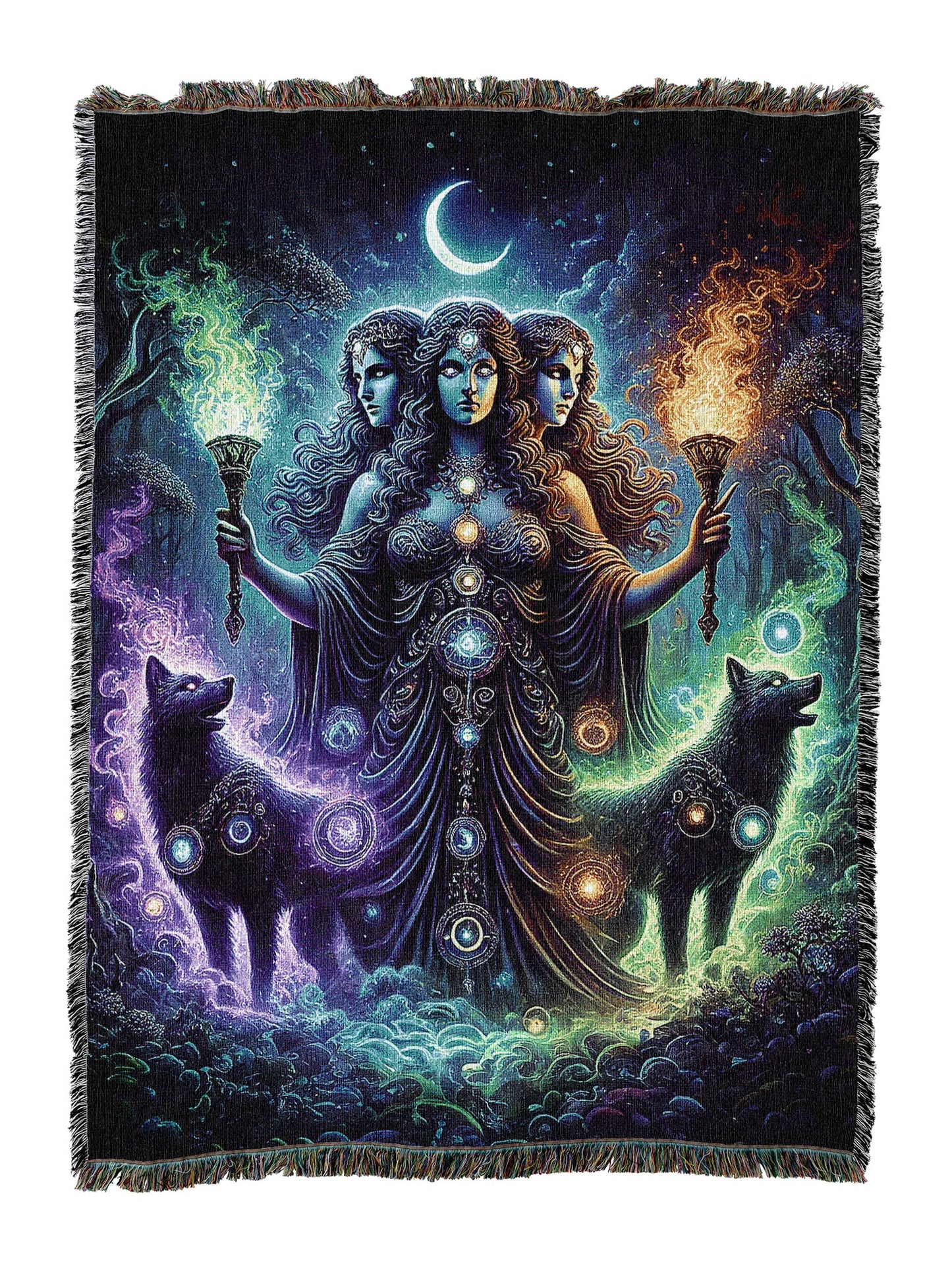 Goddess Hecate Cotton Woven Blanket Throw