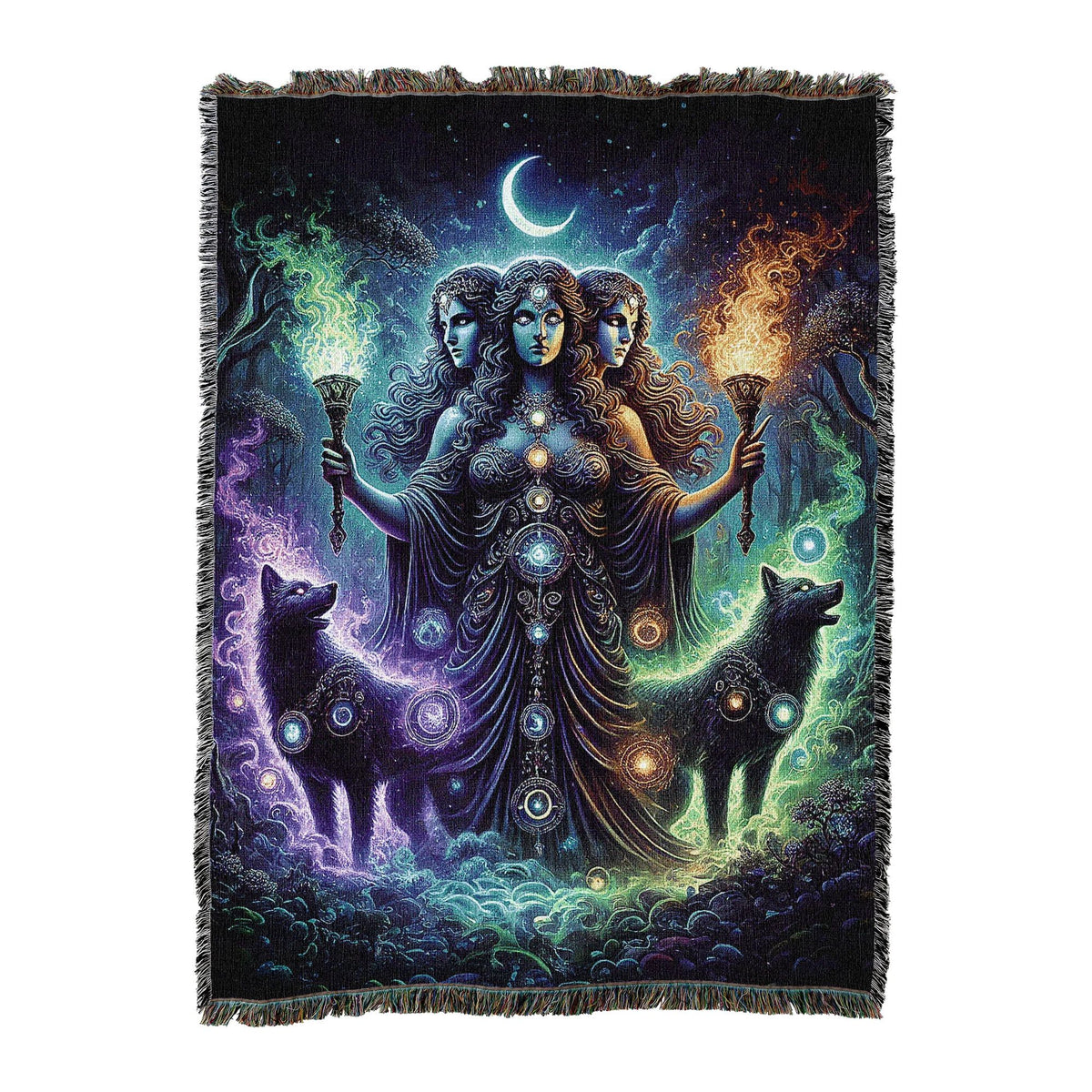 Goddess Hecate Cotton Woven Blanket Throw