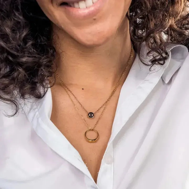 Very Dainty Triple Goddess Mini Pendant Necklace Stainless Steel