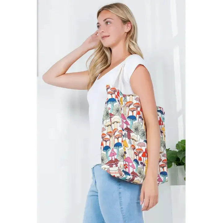 Whimsical Mushroom Canvas Tote Bag