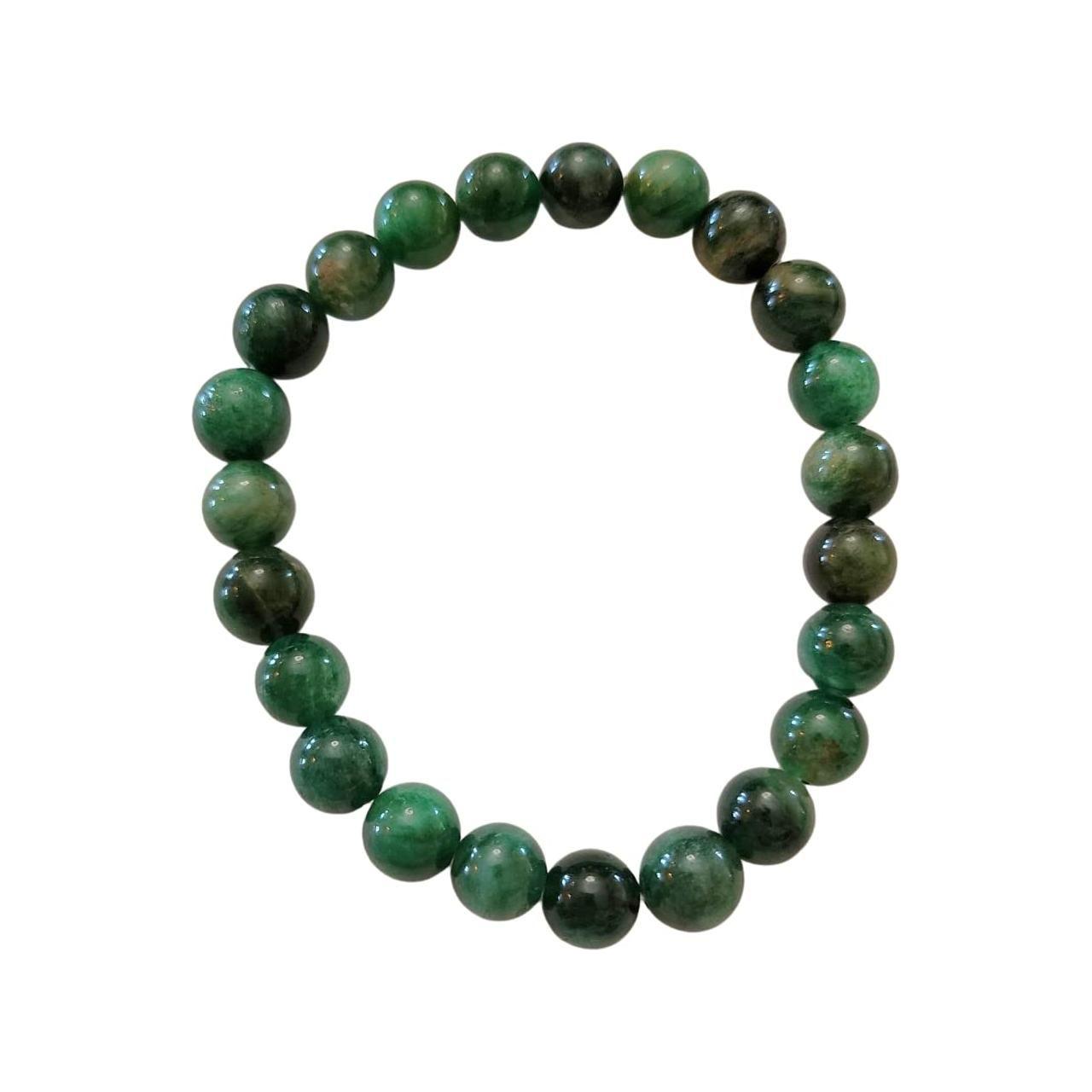 GREEN MICA for money, luck and growth, 8mm Beaded Crystal Stone Bracelet