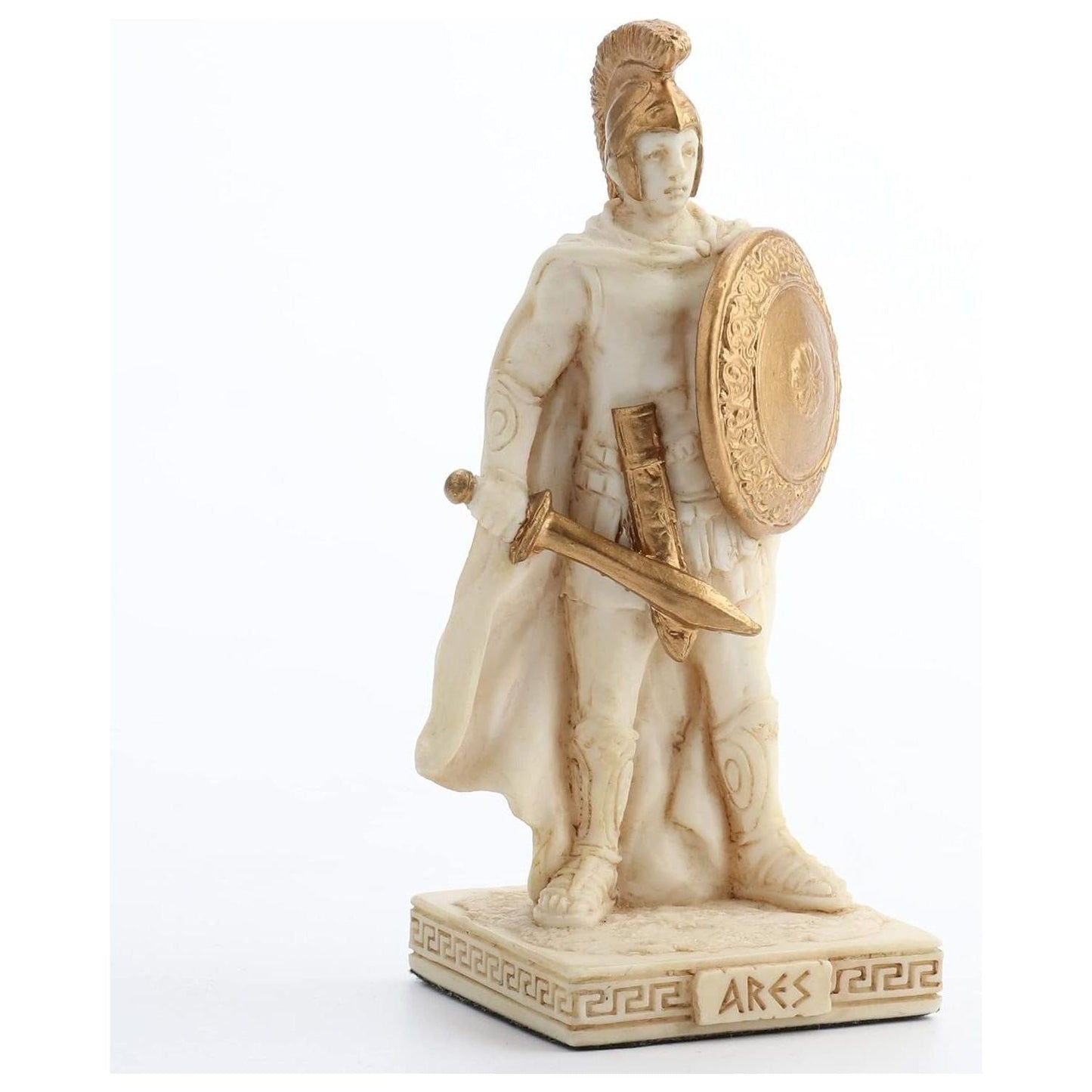 Ivory Gold Finish Ares The God of War Mini Statue Hand Painted 3 1/2"