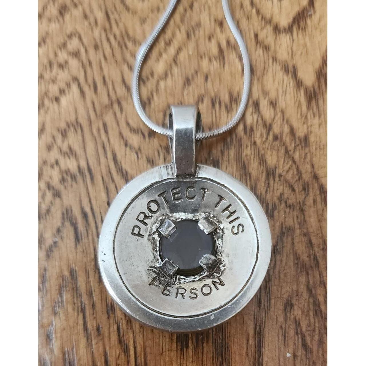 Avalon Blessings Pendant "Protect This Person" Pewter Pendant Witches Knot Smoky Quartz 2 Sided Inscribed