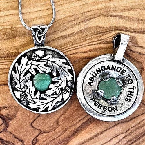 Abundance To This Person – Aventurine, with Oak & Acorns for abundance Pendant