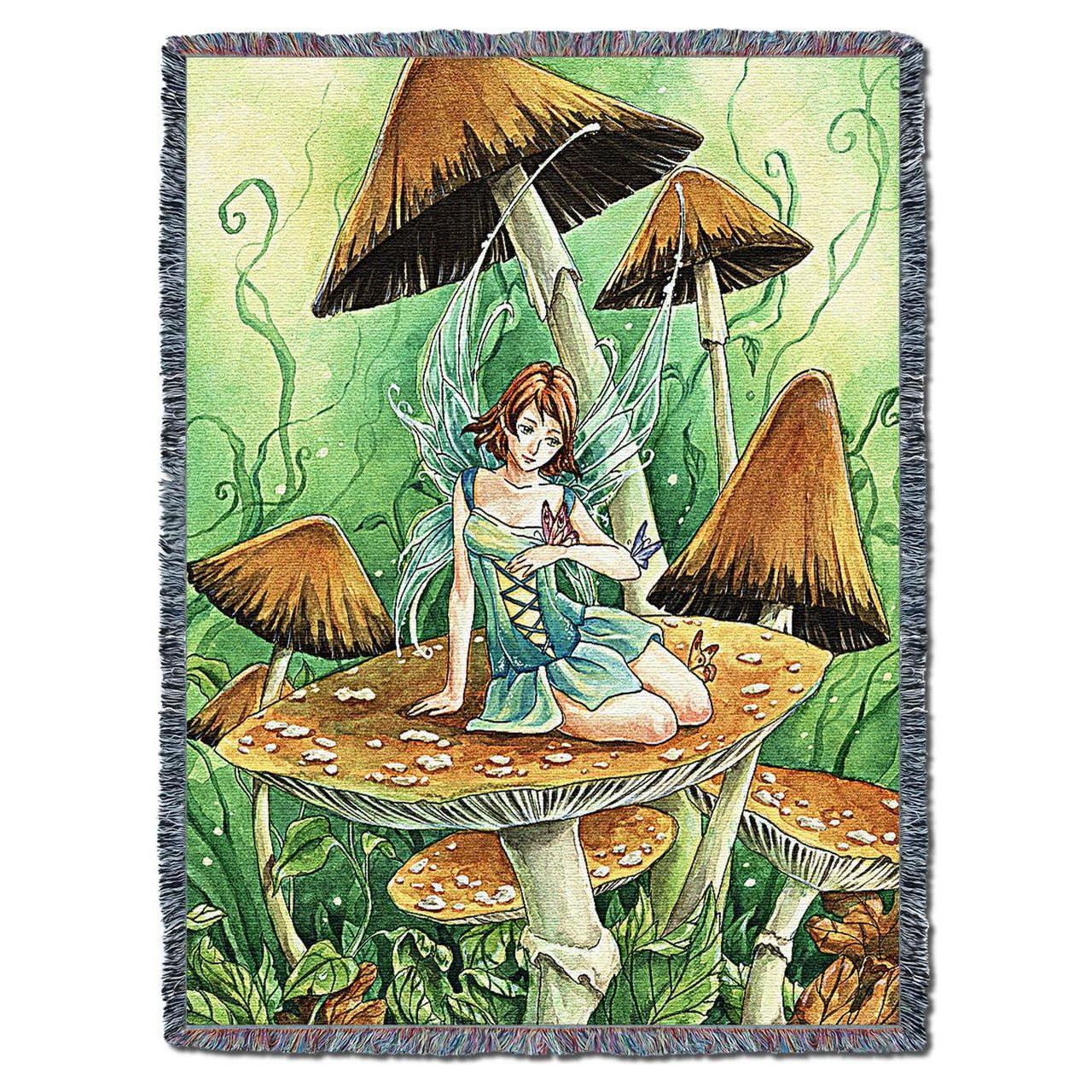 Among the Mushrooms - Meredith Dillman - Cotton Woven Blanket Throw