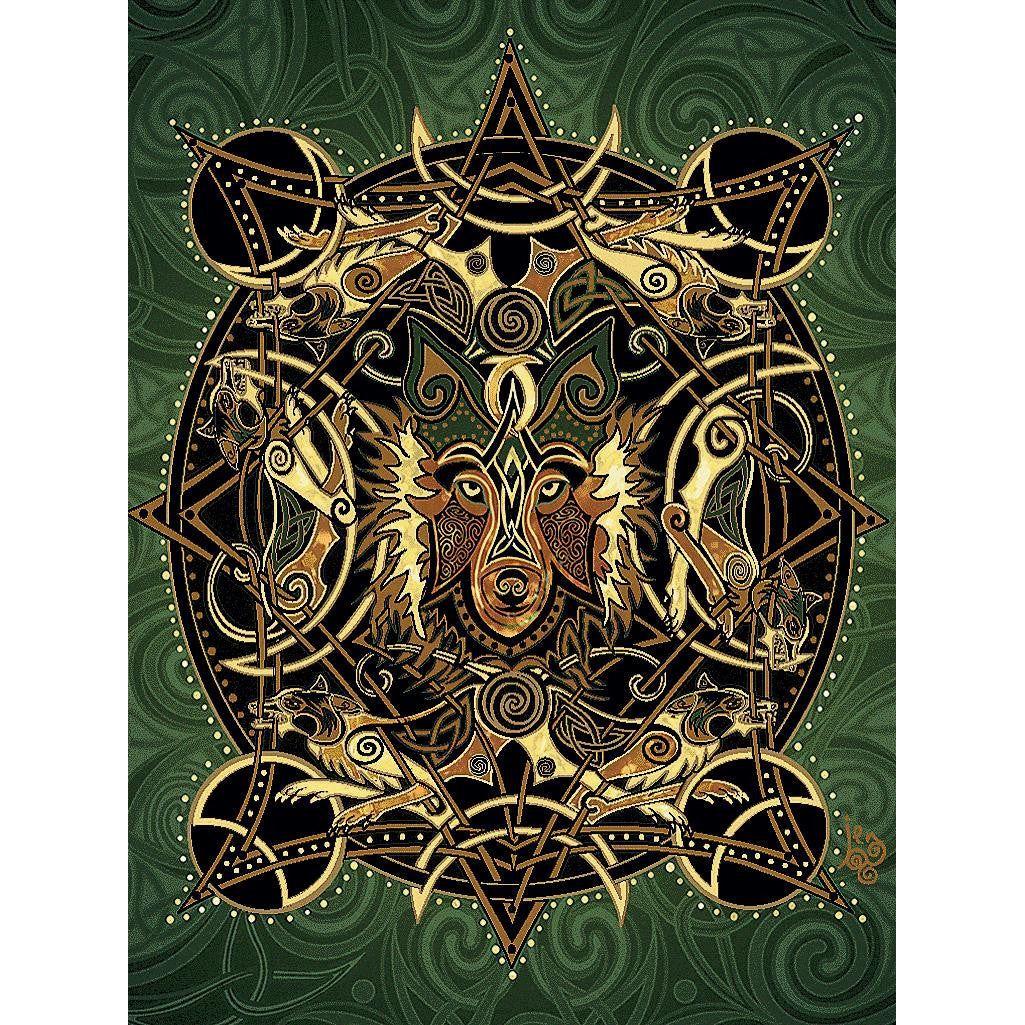 Wolf Moon - Celtic - Jen Delyth - Cotton Woven Blanket Throw