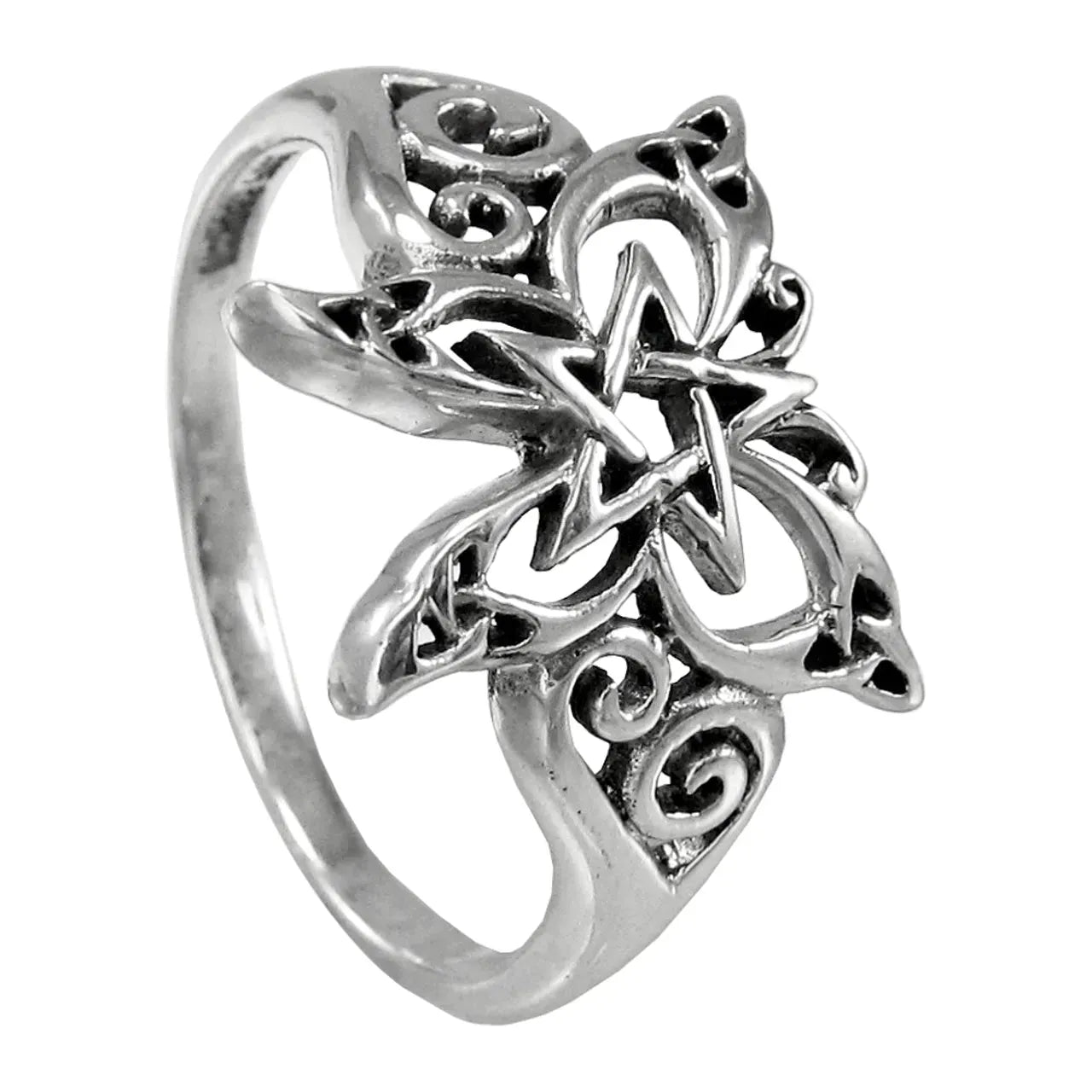 Sterling Silver Butterfly Pentacle Ring Sizes 4-15
