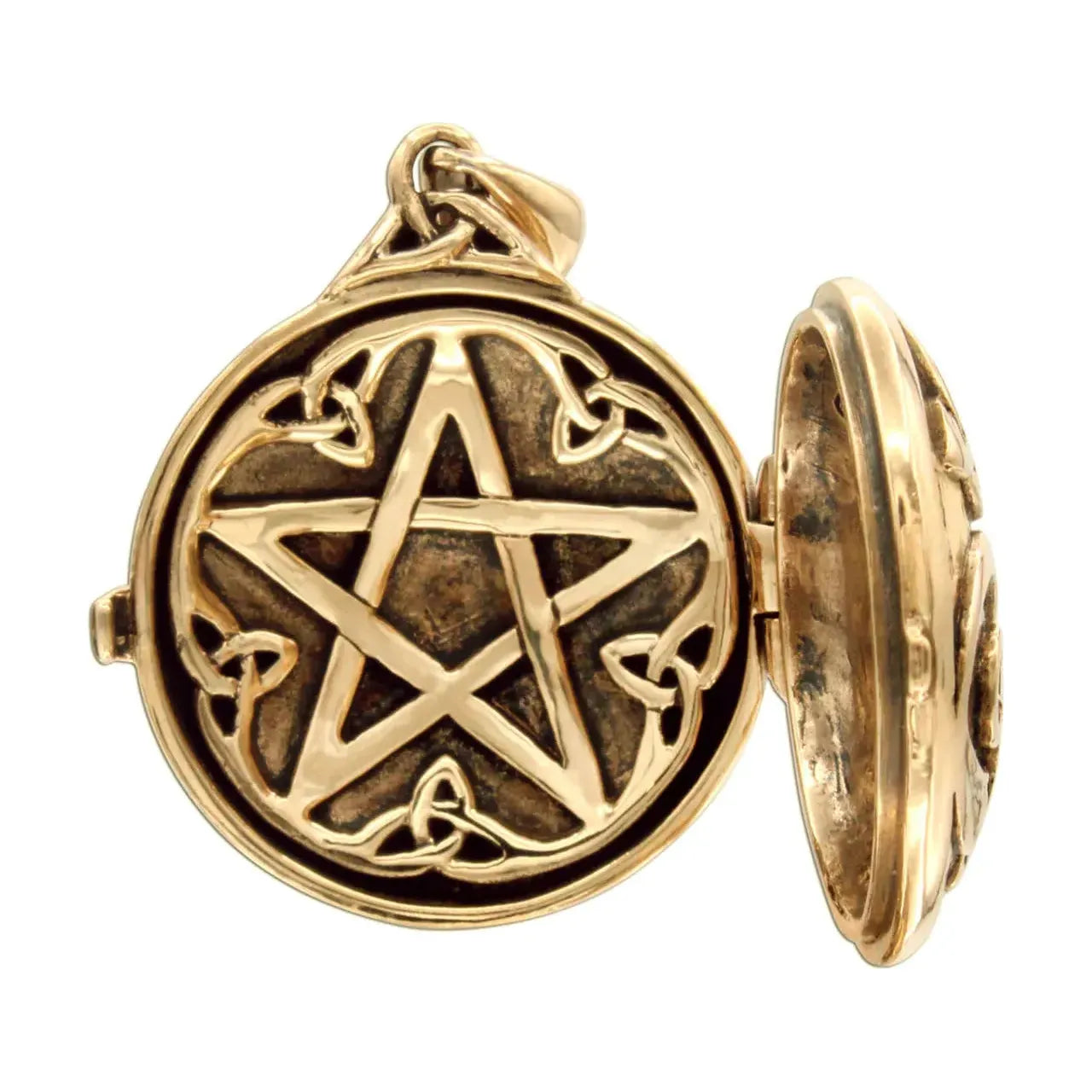 Bronze Celtic Swirl with Hidden Pentacle Locket Pendant