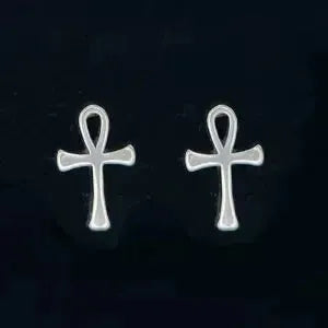 Sterling Silver Ankh Post Earrings