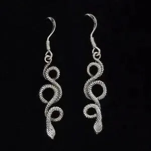 Sterling Silver Coiled Snake Earrings