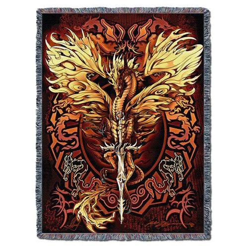 Flameblade Dragon - Ruth Thompson - Cotton Woven Blanket Throw