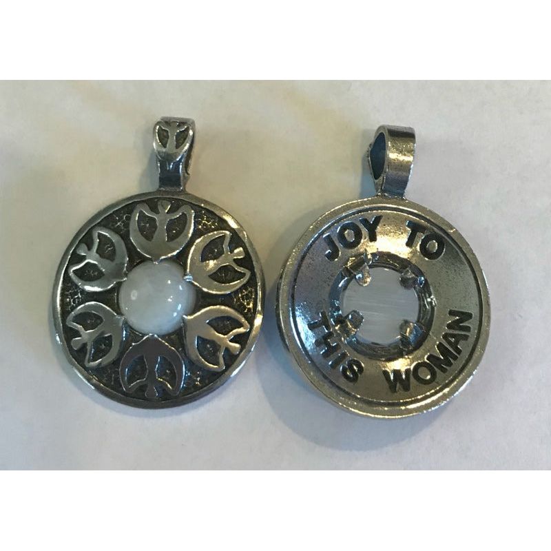 Moon Cycle “Peace To This Woman” Affirmation Pewter Necklace Labradorite