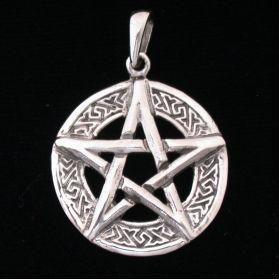 Sterling Silver Pentacle with Celtic Border Pendant