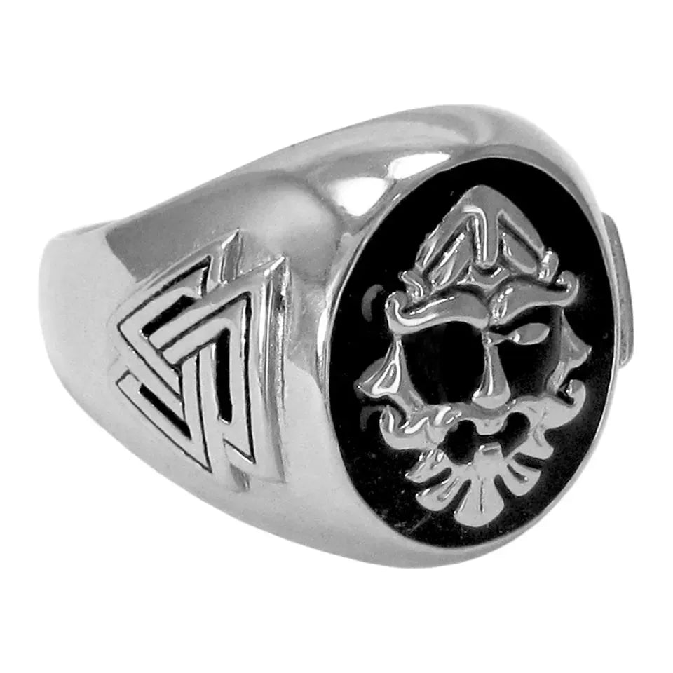 Large Sterling Silver Odin Signet Ring Sizes 5-15