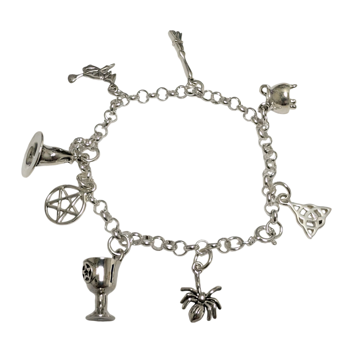 Pagan and Wiccan Silver Charm Bracelet