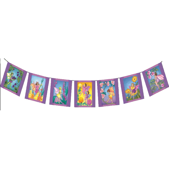 Flower Fairies Batik Flags String of 7 by Good Karma Flags