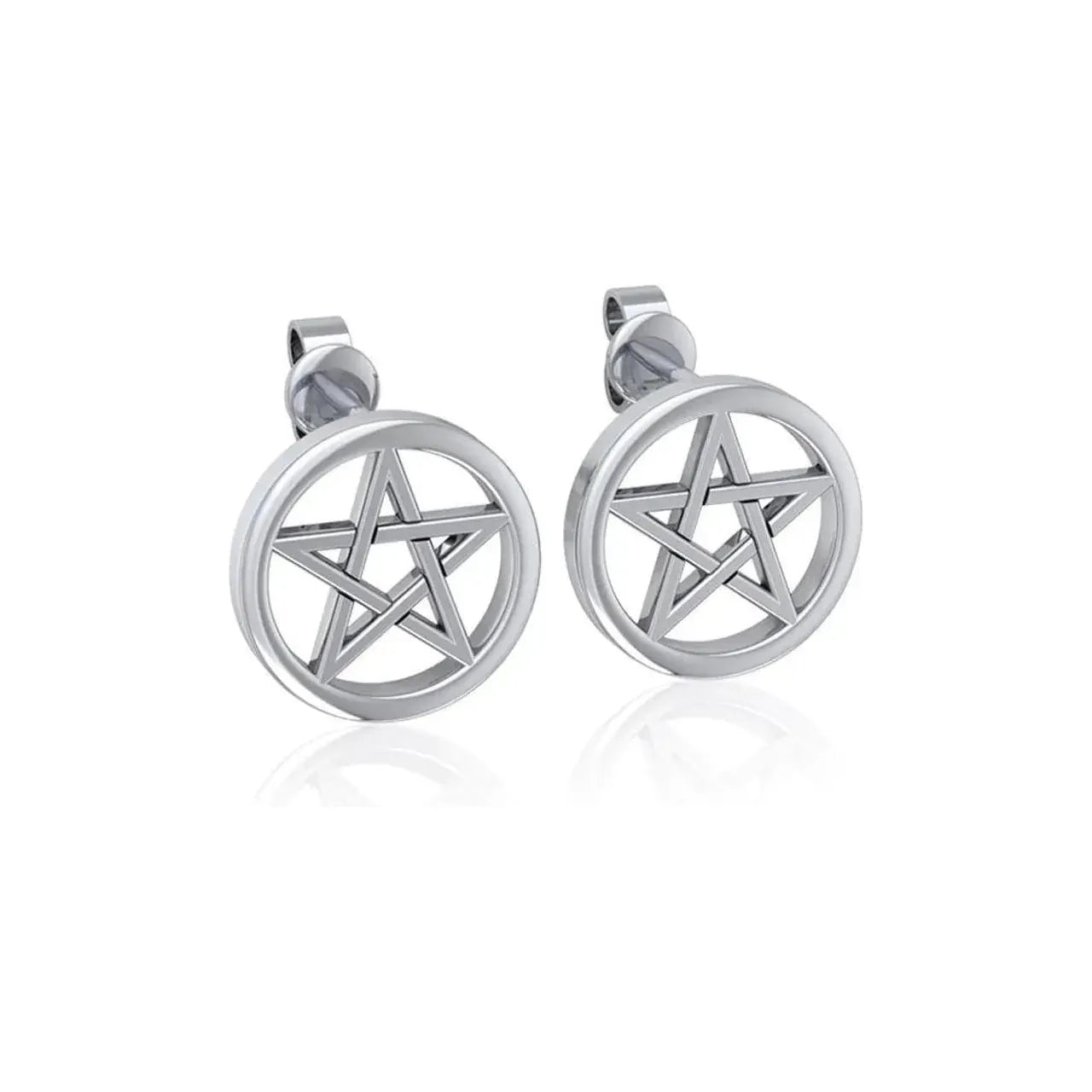 Dainty Sterling Silver Pentagram Star Stud Earrings MM#4