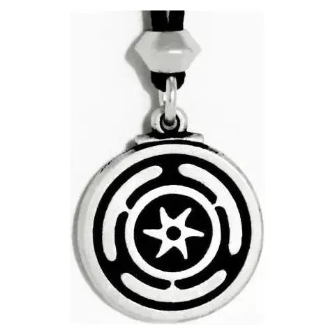 Small Wheel of Hecate Moon Goddess Pewter Pendant