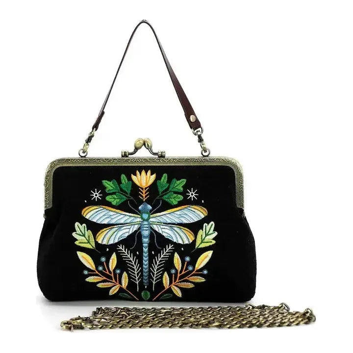Dragonfly Vintage Look Kisslock Bag Purse