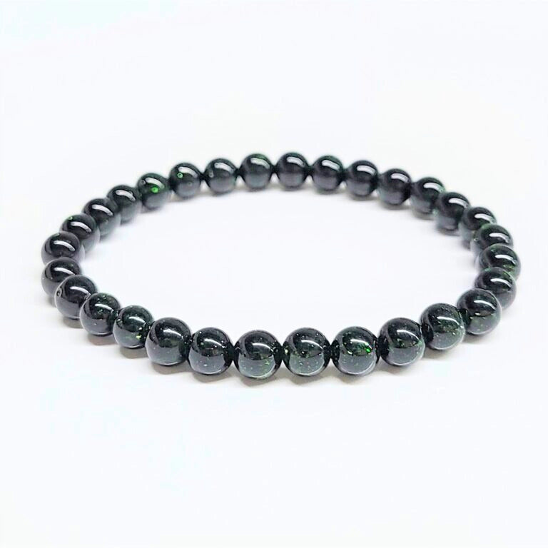 Green Goldstone Beaded Bracelet 6-8 mm