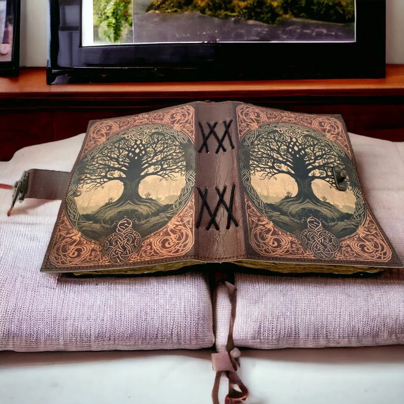 Leather Journal Tree of Life Journal Sketchbook or Book of Shadows