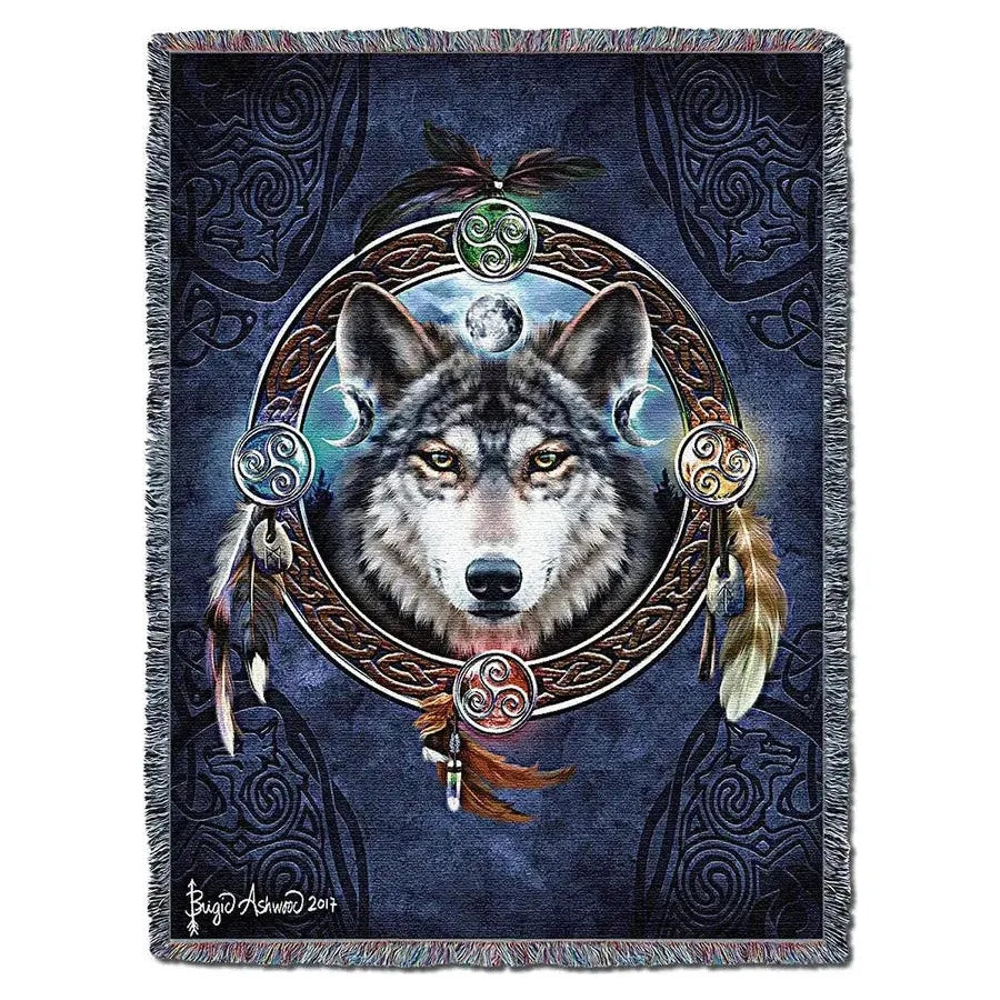 Celtic Wolf Guide Tapestry Blanket by Brigid Ashwood