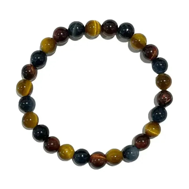 Child's Bracelet, three types of Tiger's Eye, Gold, red, blue for courage