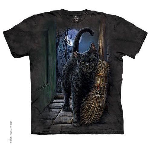A Brush with Magic Tee Shirt by Lisa Parker Owl Black Cat with Broom