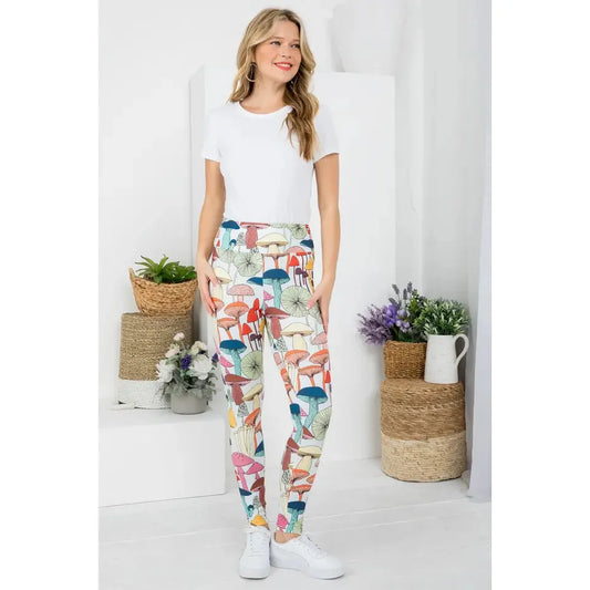 Mushroom Print Legging Yoga Pants S-XL