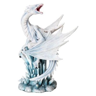 DRAGON ON CRYSTAL White Statue