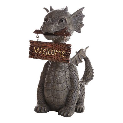 WELCOME GARDEN DRAGON Statue, indoors or outdoors