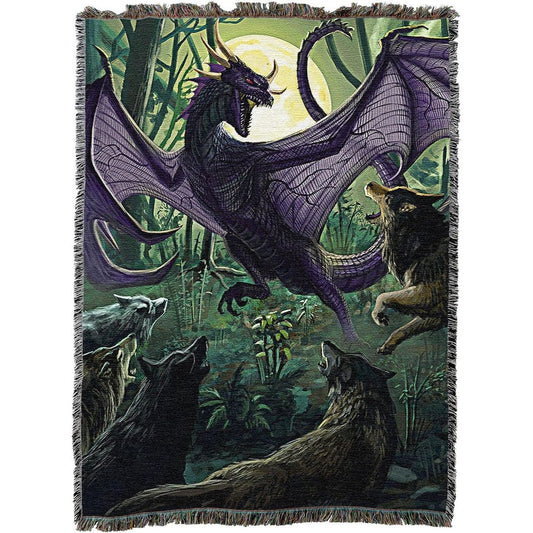 Dragon Among Wolves Tapestry Throw Blanket