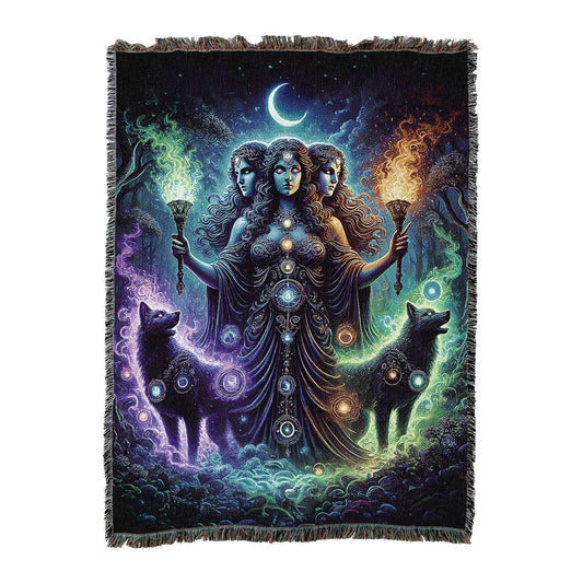 Goddess Hecate Cotton Woven Blanket Throw
