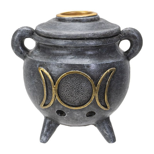 Triple Moon Cauldron Back Flow Incense Burner