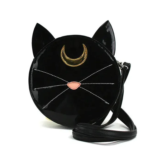 Mystical Black Cat Face Crossbody Bag