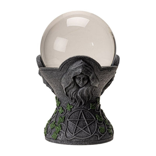 Mother Maiden Crone Triple Goddess with Pentacle Crystal Gazing Ball