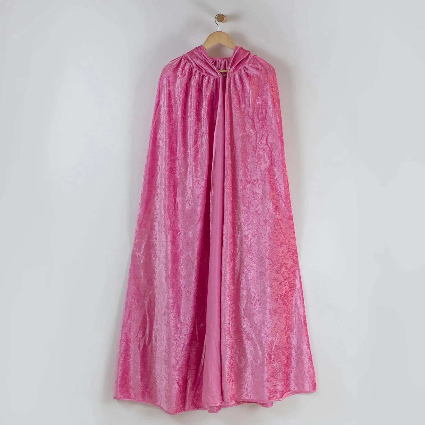 Pink Adult Hooded Cloak - Crushed Velour Medieval Hooded Cape