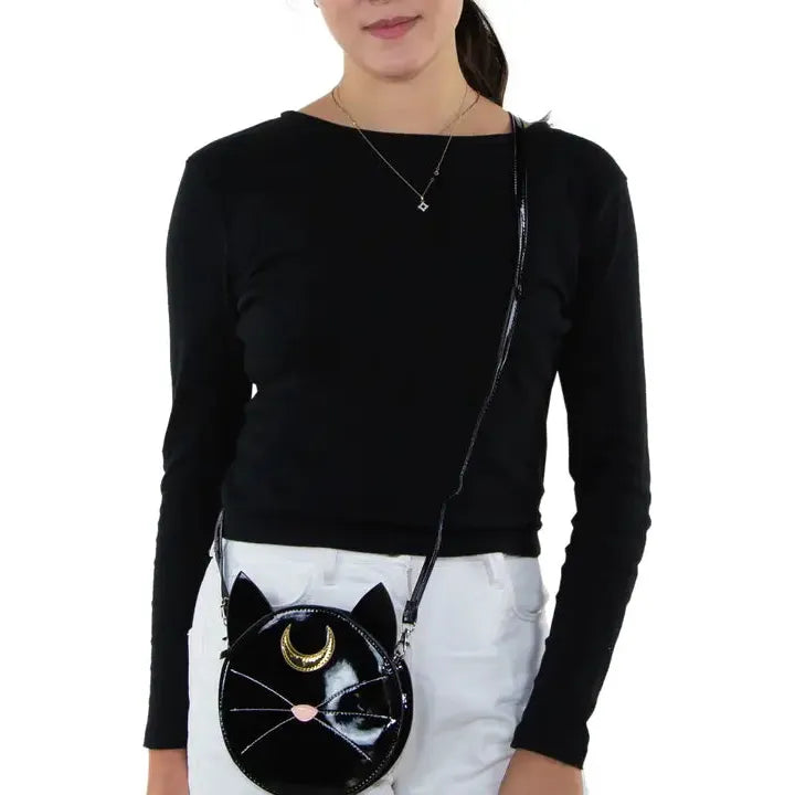 Mystical Black Cat Face Crossbody Bag