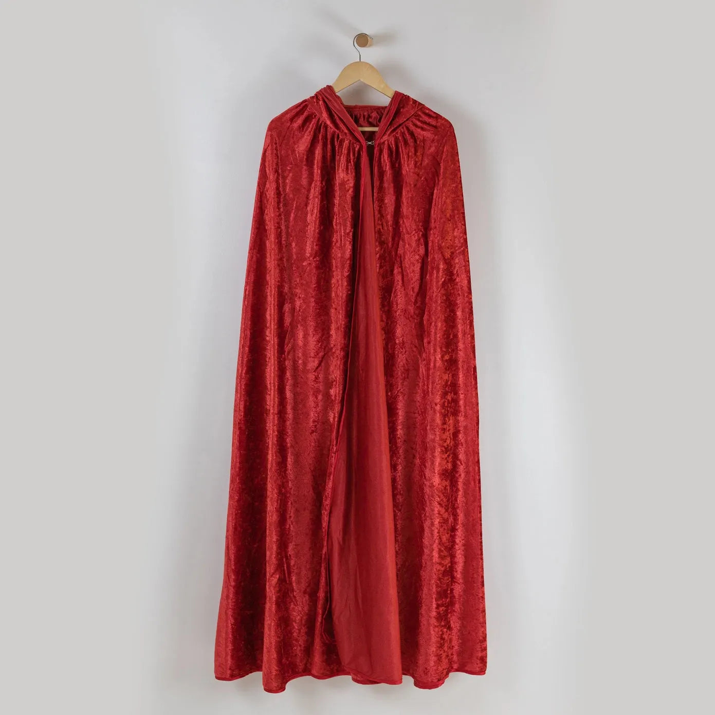 Red Adult Hooded Cloak - Crushed Velour Medieval Hooded Cape