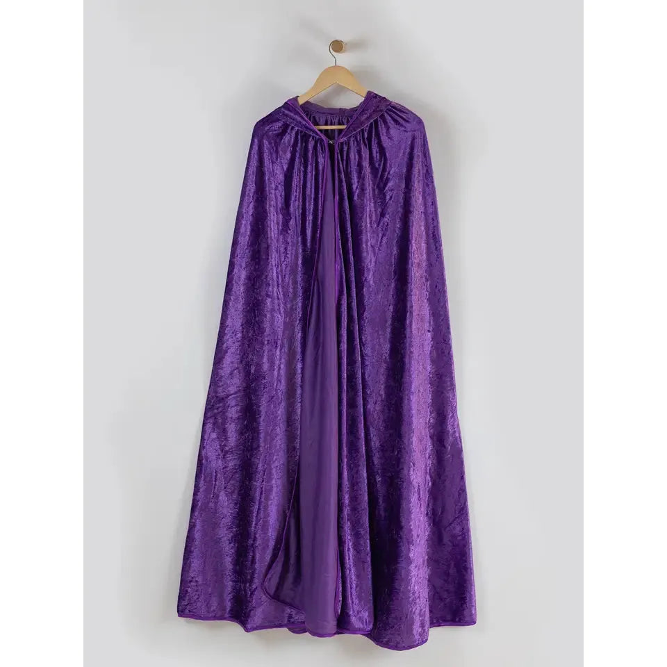 Purple Adult Hooded Cloak - Crushed Velour Medieval Hooded Cape