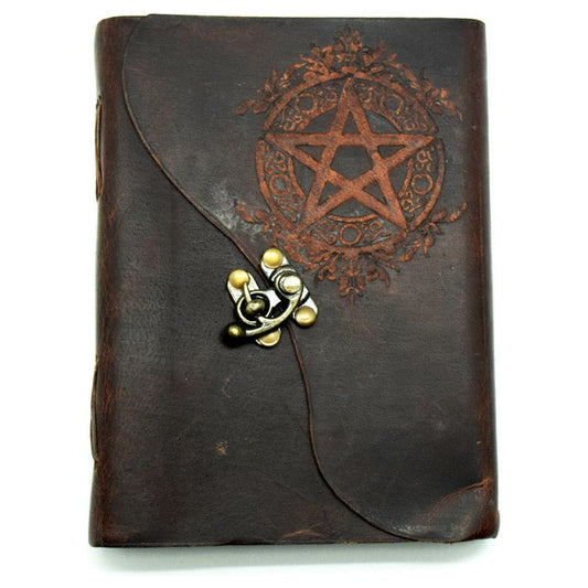 Soft Leather Embossed Pentagram Journal or Book of Shadows