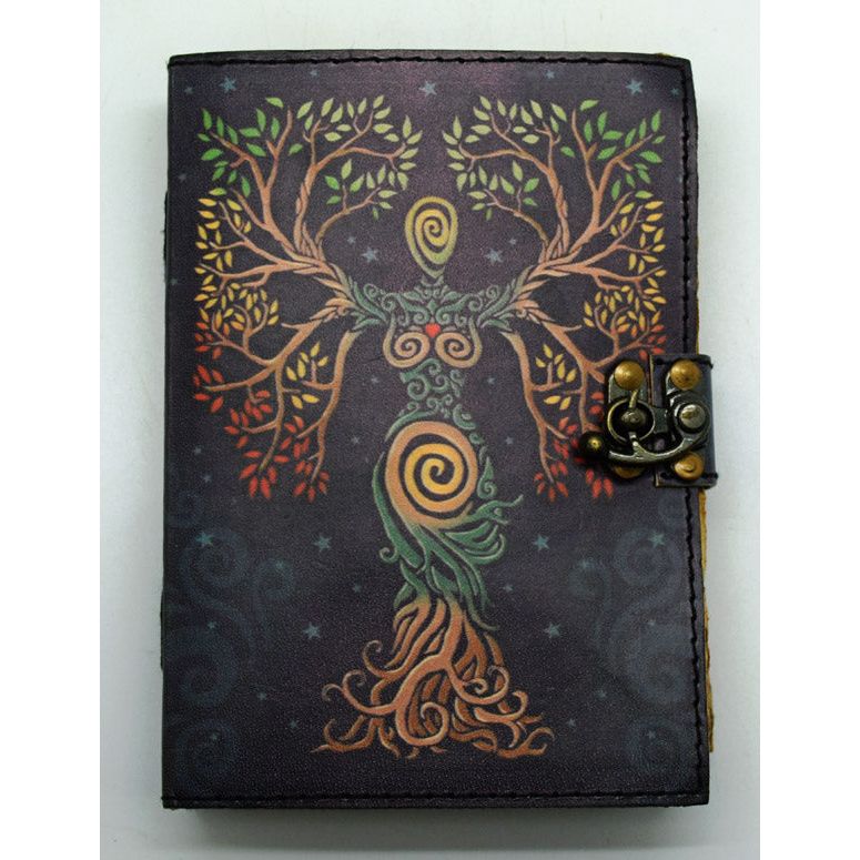 Color Tree Goddess Soft Leather Embossed Journal Book of Shadows