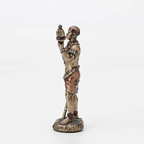 3 1/2 Inch Mini Ellugua Santeria Orisha God of Travelers, Crossroads and Fortune Cast Resin Hand Painted Antique Bronze Finish Statue