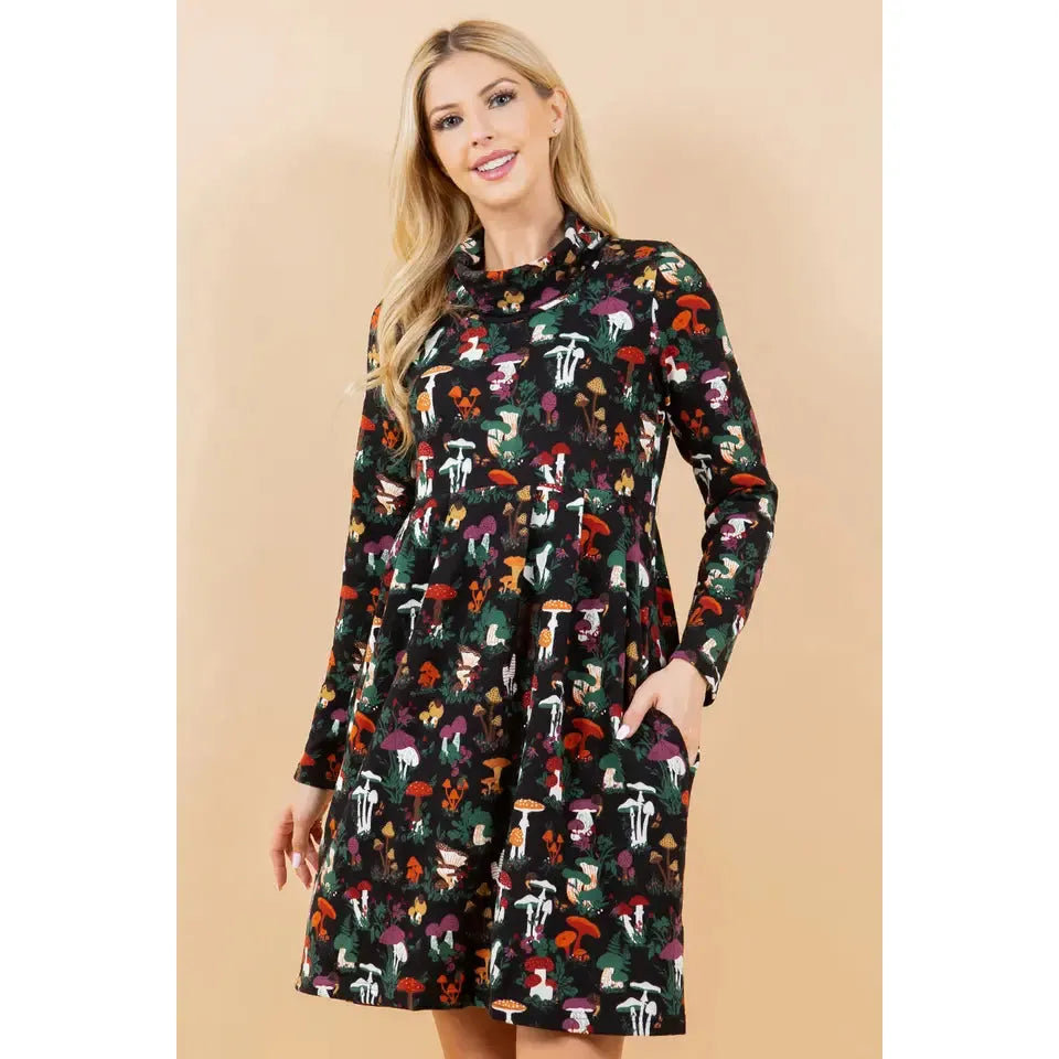 Garden of Mushroom Plus Size Winter Tunic Dress 1X-3X