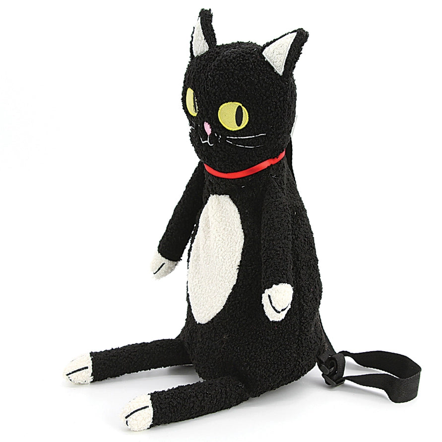 Furry Black Cat Backpack Purse