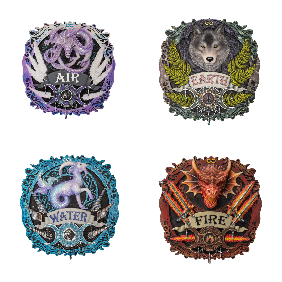 Anne Stokes Four Elements Plaque Set of All Four, Save 15%!