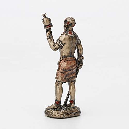 3 1/2 Inch Mini Ellugua Santeria Orisha God of Travelers, Crossroads and Fortune Cast Resin Hand Painted Antique Bronze Finish Statue