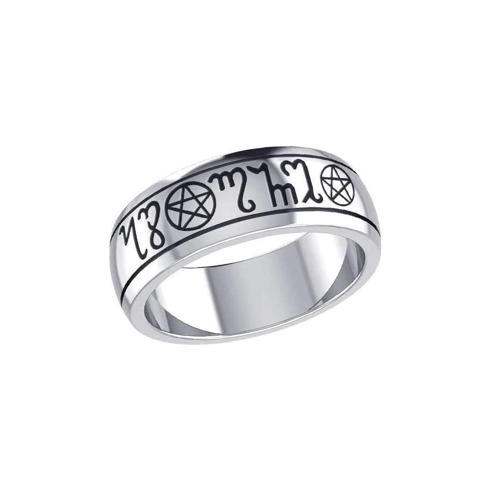 Wiccan Hearts As One Theban White Bronze Handfasting Ring Size 4
