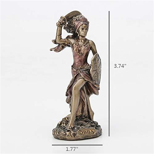 3 3/4" Obba Santeria Orisha of Rivers Resin Figurine Hand Painted Bronze Finish