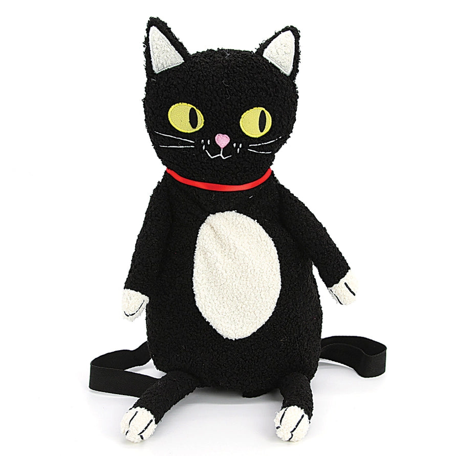 Furry Black Cat Backpack Purse